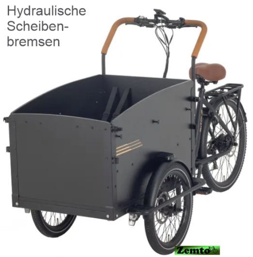 Elektro Transportfahrrad / Bakfiets Aitour Troy 7 Gang Schwarz, mit Hydraulische Bremsen
